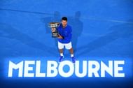 Novak Djokovic with his 2019 Australian Open trophy